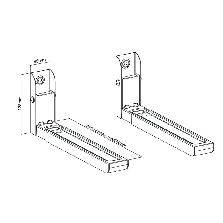 Maclean MC-915 B Supporto universale per microonde con braccio telescopico Staffa da parete per forno a microonde  fino a 30kg (nero)