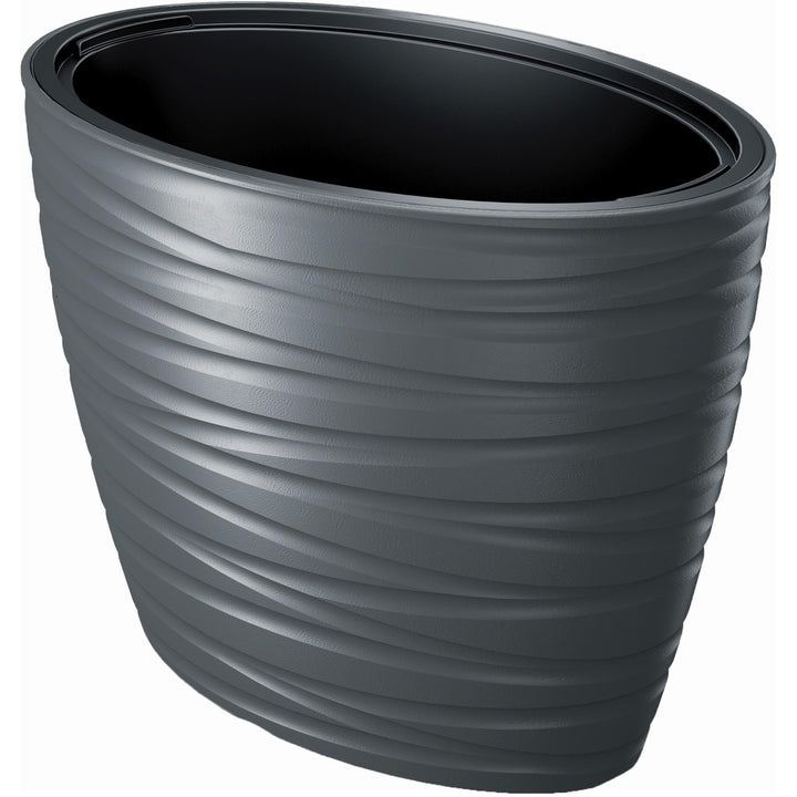 Prosperplast Maze fioriera vaso di fiori 2in1 incl. Vaso per piante resistente alle intemperie per uso interno ed esterno ovale 42,3 cm altezza plastica (antracite)