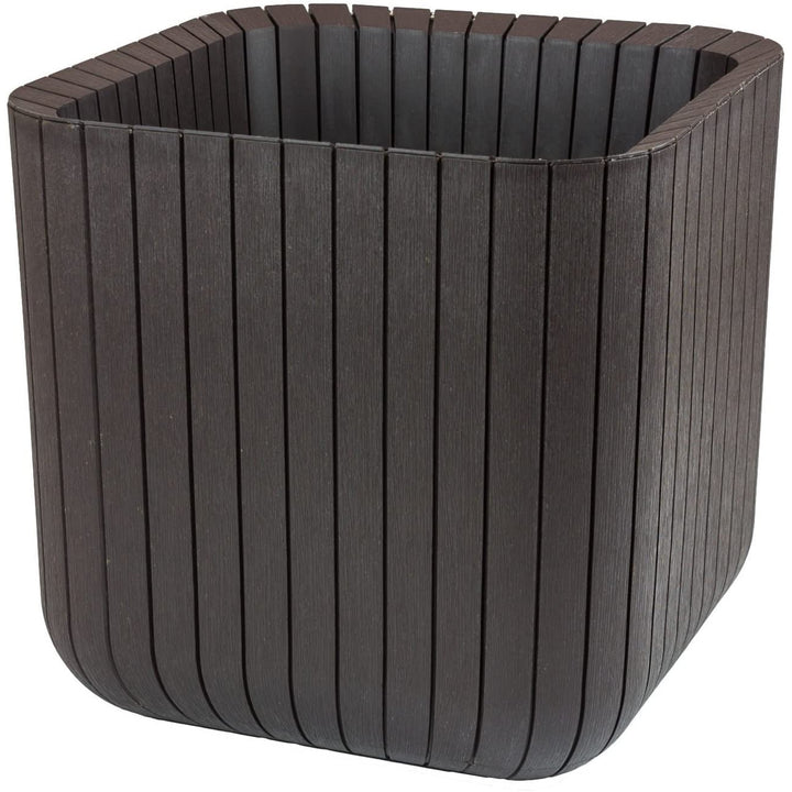 Vaso da fiori Keter resistente ai danni e alle intemperie Cube Wood Planter S antracite