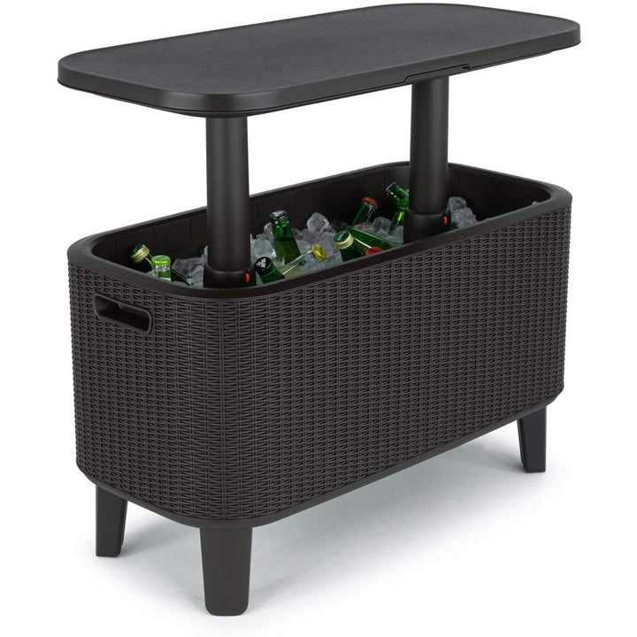 Tavolo bar da giardino 2in1 Keter, bar con contenitore refrigerante Bevy Cool Bar Rattan