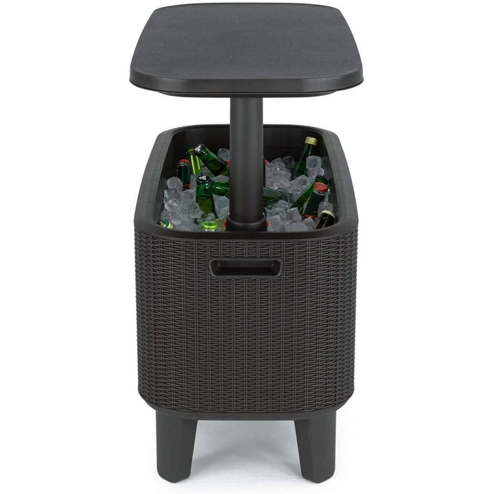 Tavolo bar da giardino 2in1 Keter, bar con contenitore refrigerante Bevy Cool Bar Rattan