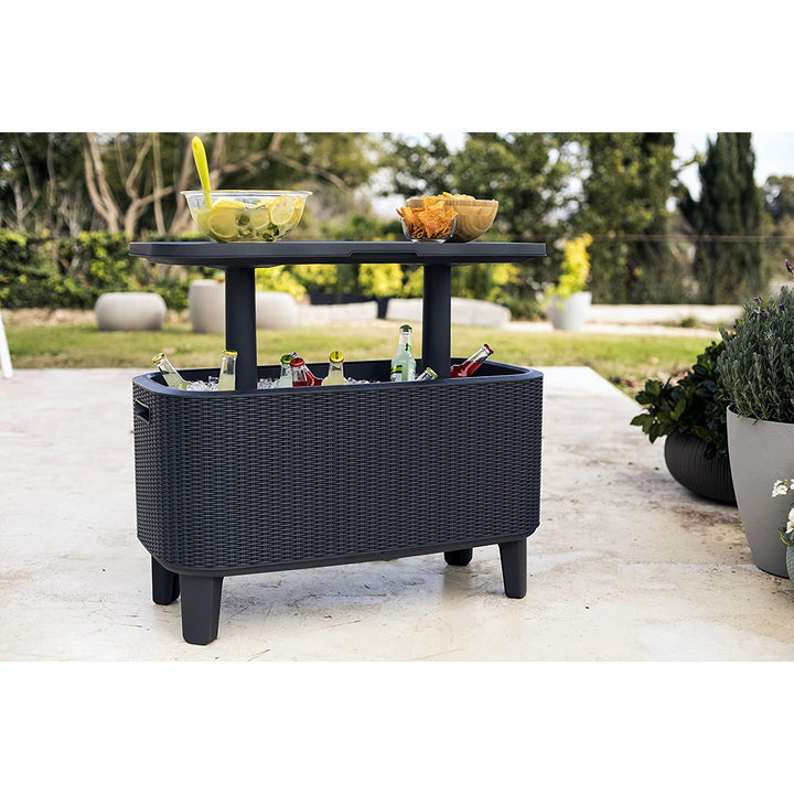 Tavolo bar da giardino 2in1 Keter, bar con contenitore refrigerante Bevy Cool Bar Rattan