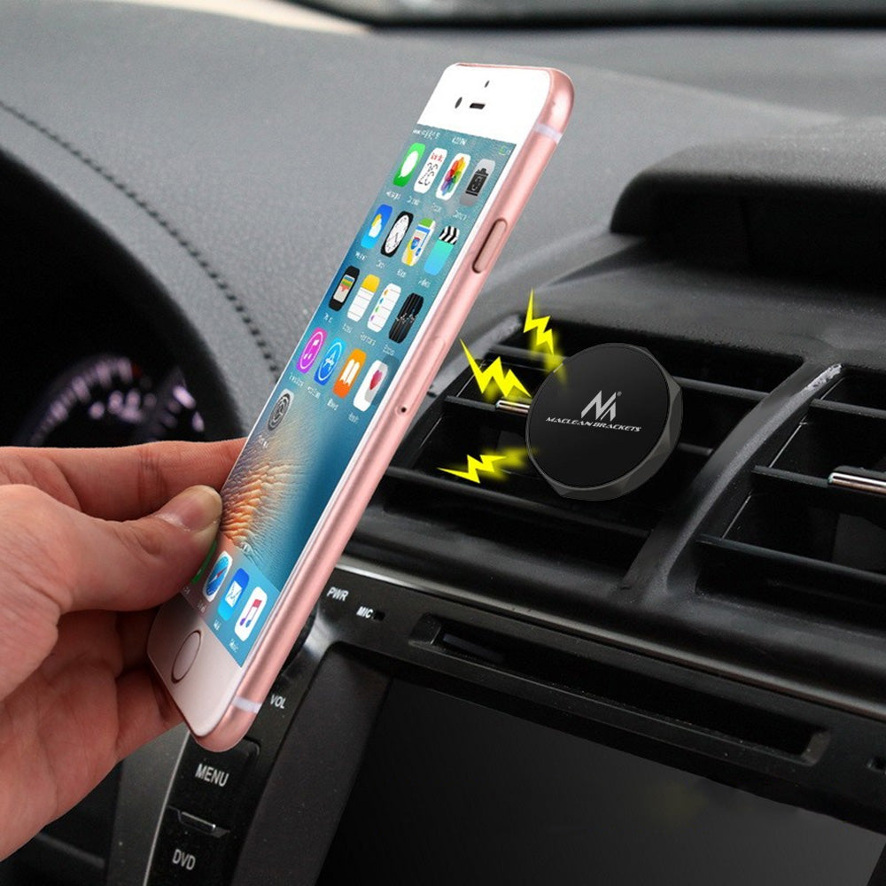 Maclean MC-323 Supporto Magnetico per Telefono Universale, Installazione nella griglia di ventilazione,