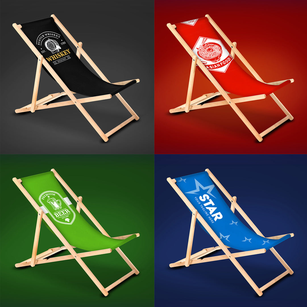 GreenBlue GB183 sedia da spiaggia classica in legno di faggio con impronta, grafica e logo personalizzati, sedia da spiaggia pubblicitaria