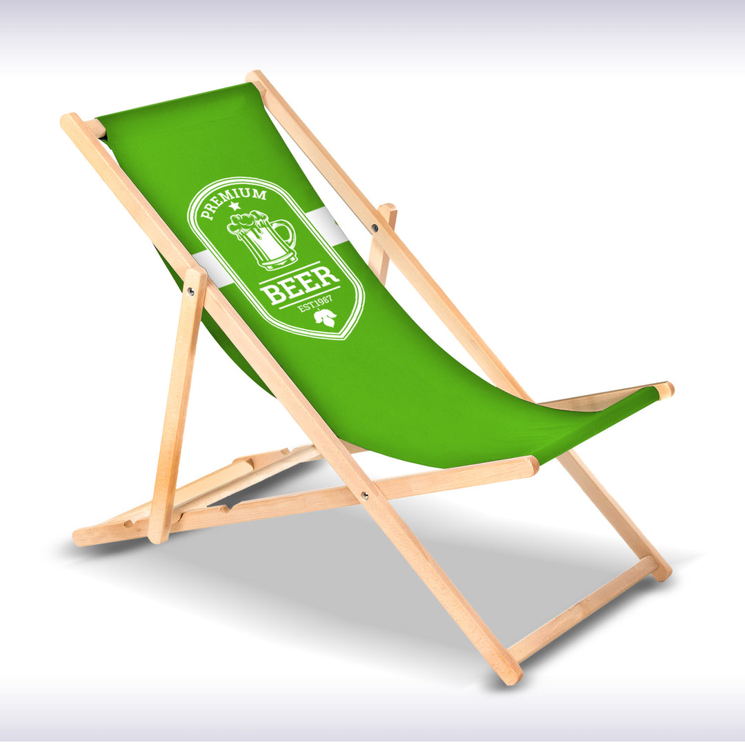 GreenBlue GB183 sedia da spiaggia classica in legno di faggio con impronta, grafica e logo personalizzati, sedia da spiaggia pubblicitaria