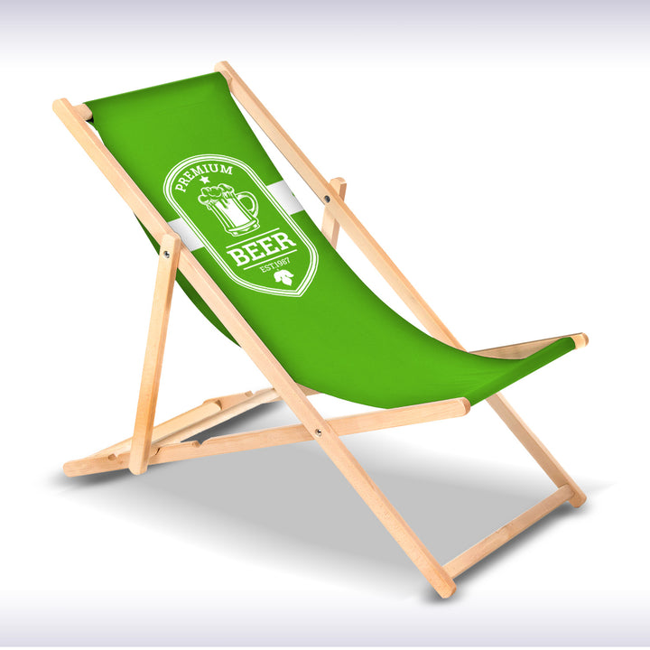 GreenBlue GB183 sedia da spiaggia classica in legno di faggio con impronta, grafica e logo personalizzati, sedia da spiaggia pubblicitaria