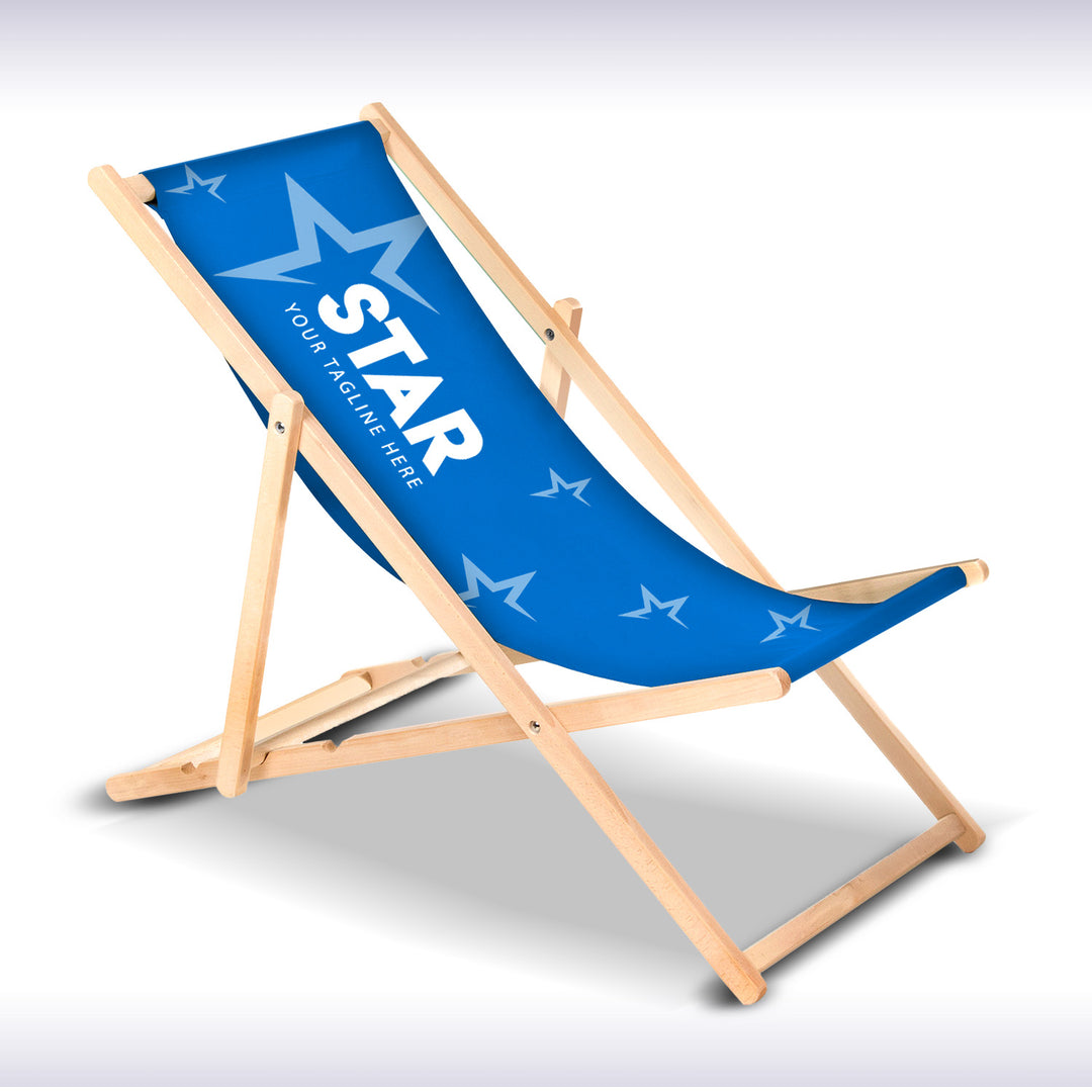 GreenBlue GB183 sedia da spiaggia classica in legno di faggio con impronta, grafica e logo personalizzati, sedia da spiaggia pubblicitaria