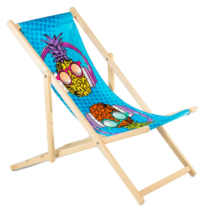 GreenBlue GB183 sedia da spiaggia classica in legno di faggio con impronta, grafica e logo personalizzati, sedia da spiaggia pubblicitaria