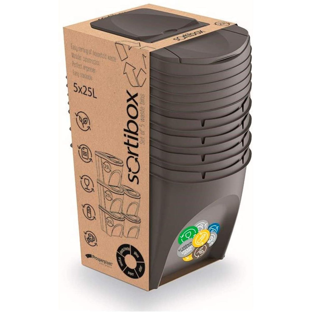 Sortibox 5x25L set di cestini di smistamento grigio IKWB25S5