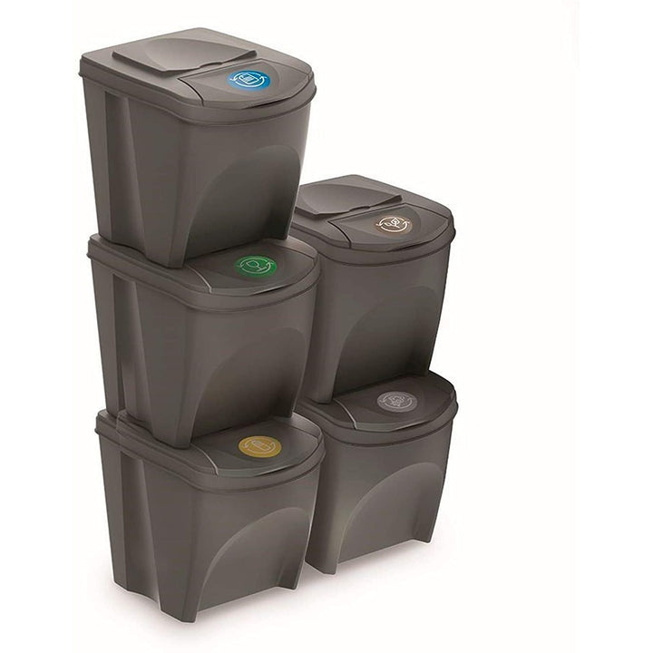 Sortibox 5x25L set di cestini di smistamento grigio IKWB25S5