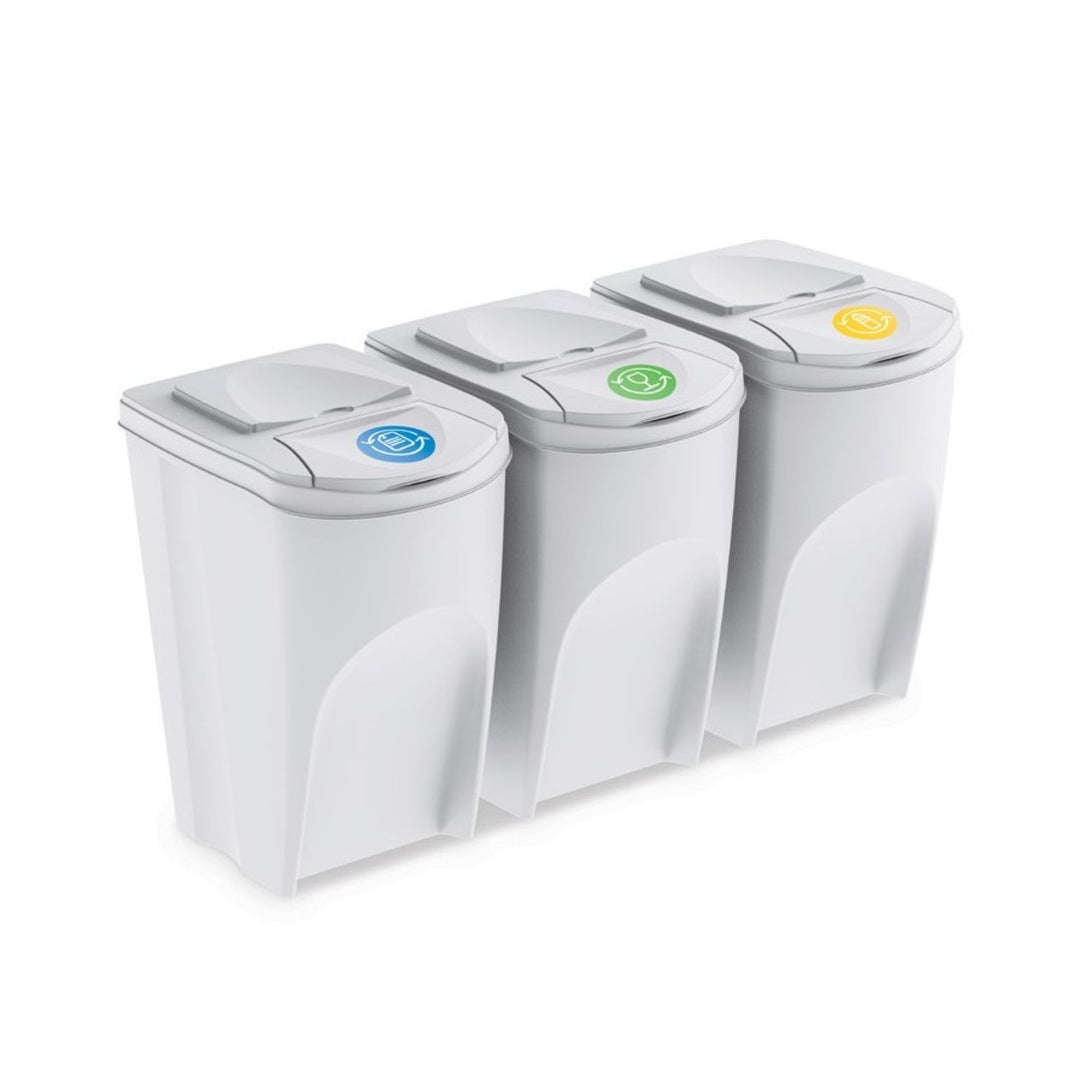 Set di cestini per raccolta differenziata Prosperplast Sortibox 3x35L bianco