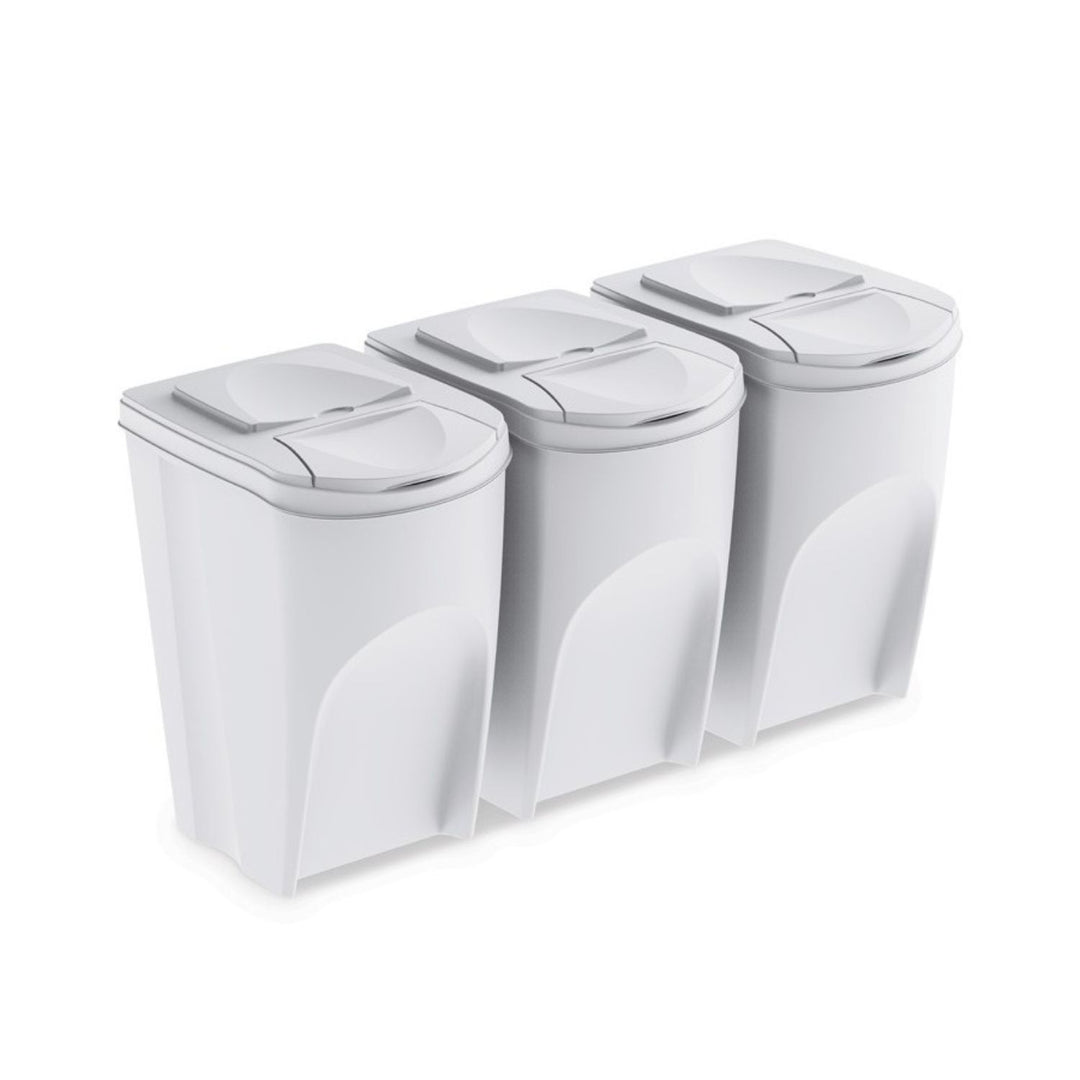 Set di cestini per raccolta differenziata Prosperplast Sortibox 3x35L bianco