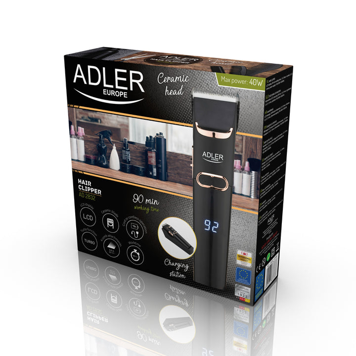 Tagliacapelli Adler, display LCD, 40W, AD 2832