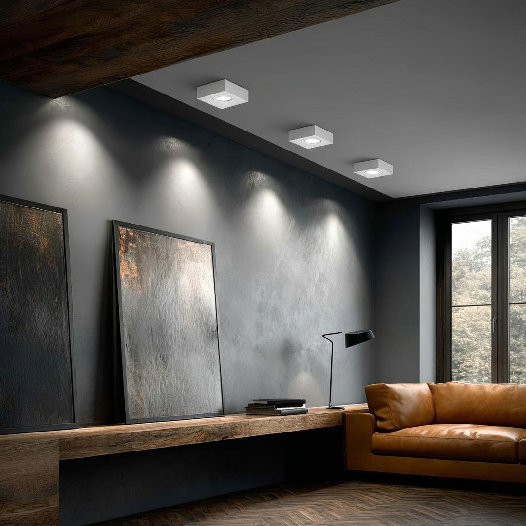 Maclean spot plafone, per sorgenti luminose MR16 / GU10, bianco, 94x94x32mm, quadrato, alu, MCE464 W