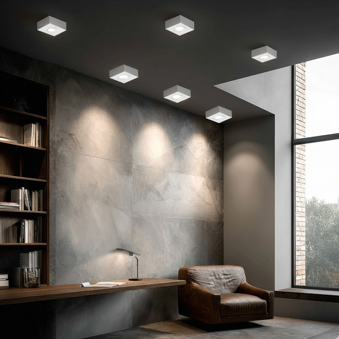 Maclean spot plafone, per sorgenti luminose MR16 / GU10, bianco, 94x94x32mm, quadrato, alu, MCE464 W