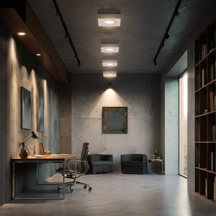 Maclean spot plafone, per sorgenti luminose MR16 / GU10, bianco, 94x94x32mm, quadrato, alu, MCE464 W