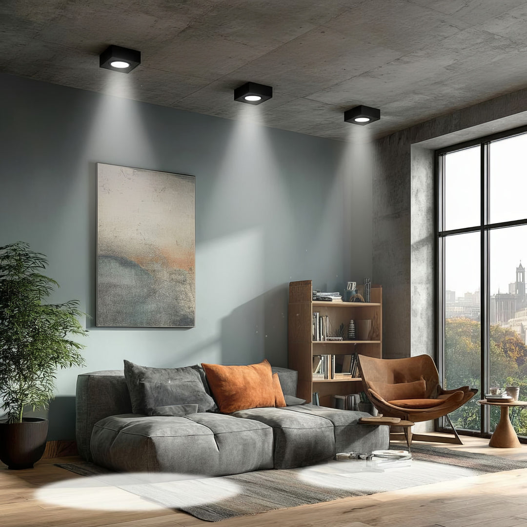 Maclean spot plafoniera, per sorgenti luminose MR16 / GU10, nero, 94x94x32mm, quadrato, alu, MCE464 B