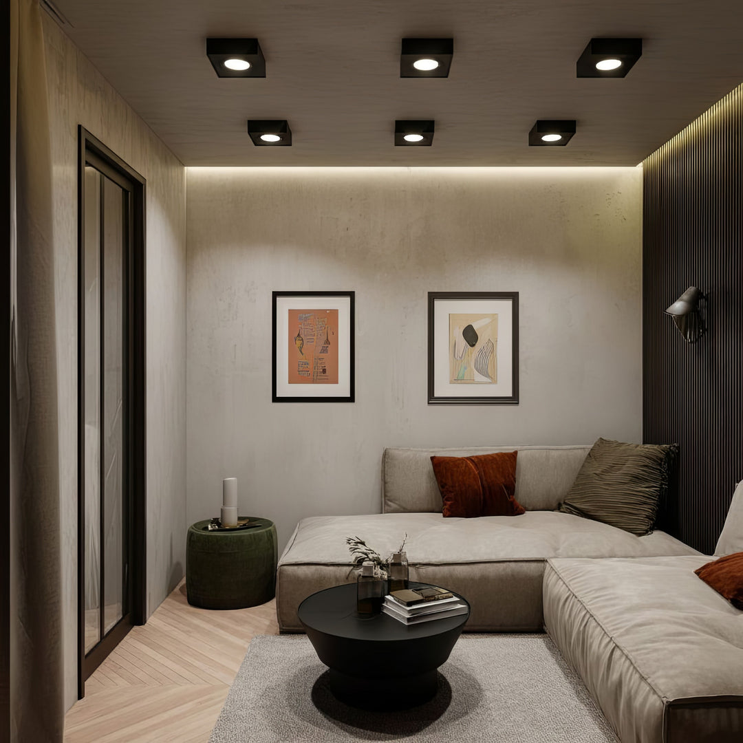 Maclean spot plafoniera, per sorgenti luminose MR16 / GU10, nero, 94x94x32mm, quadrato, alu, MCE464 B