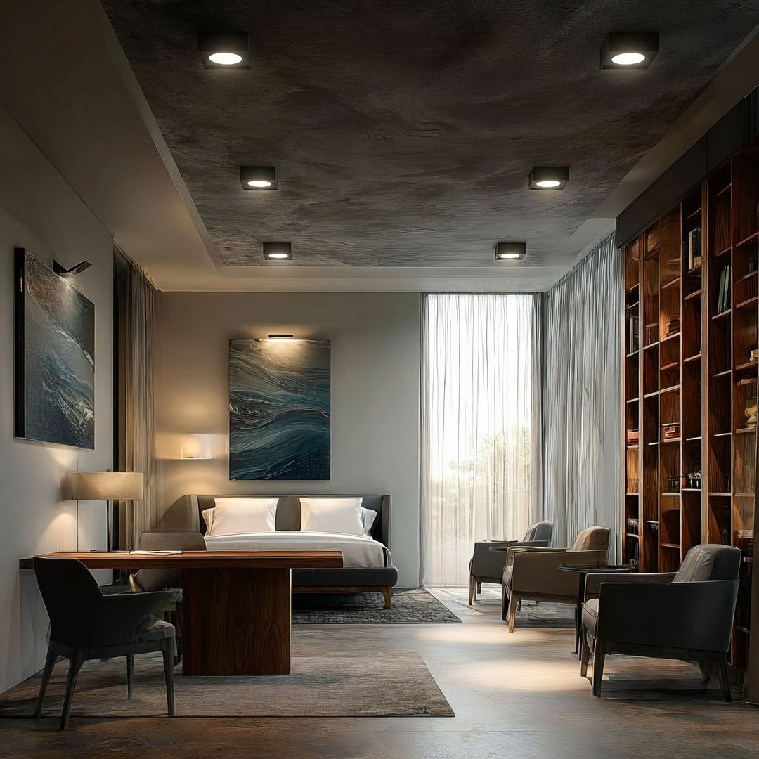 Maclean spot plafoniera, per sorgenti luminose MR16 / GU10, nero, 94x94x32mm, quadrato, alu, MCE464 B