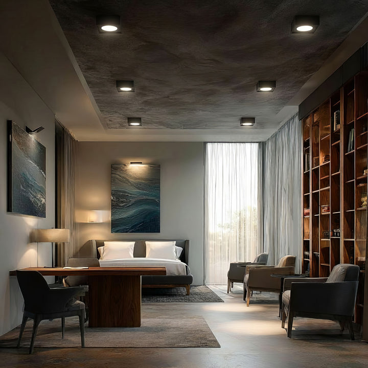 Maclean spot plafoniera, per sorgenti luminose MR16 / GU10, nero, 94x94x32mm, quadrato, alu, MCE464 B