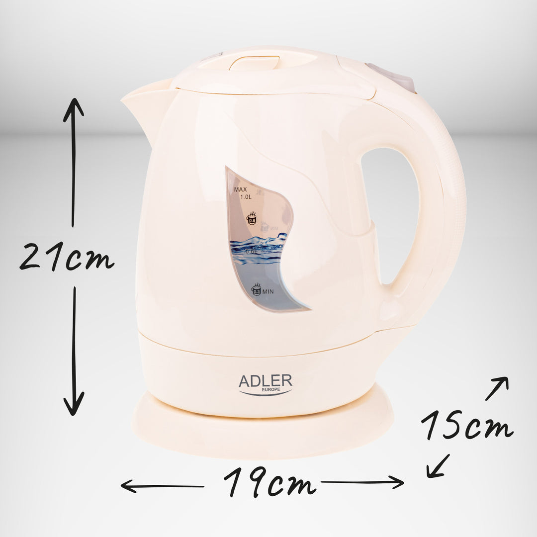 Bollitore elettrico Adler, 850W, 1L, beige, AD 08 b