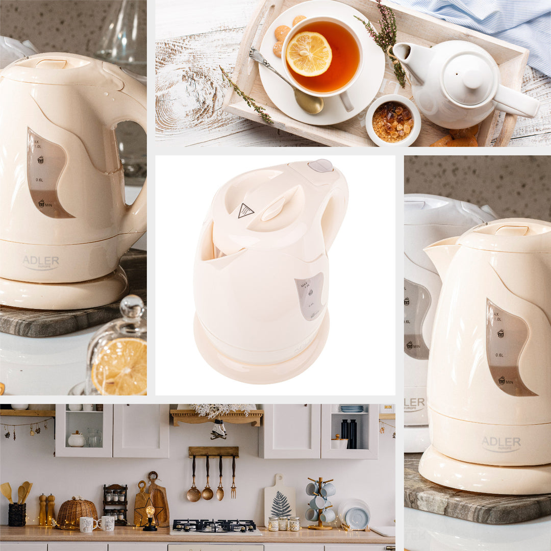 Bollitore elettrico Adler, 850W, 1L, beige, AD 08 b