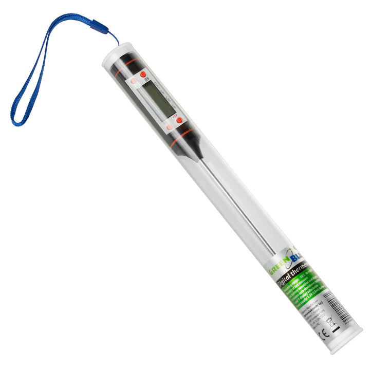 Termometro/sonda per alimenti, GreenBlue, lunghezza sonda 15 cm, intervallo di temperatura da -50 gradi C a +300 gradi C, precisione 0,1 gradi C, GB178