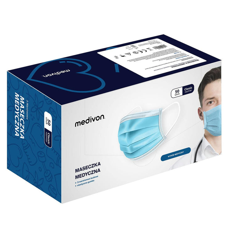 Medivon MDV-4420 maschera medico chirurgica antivirale di tipo II, 3 strati, 50 pz.