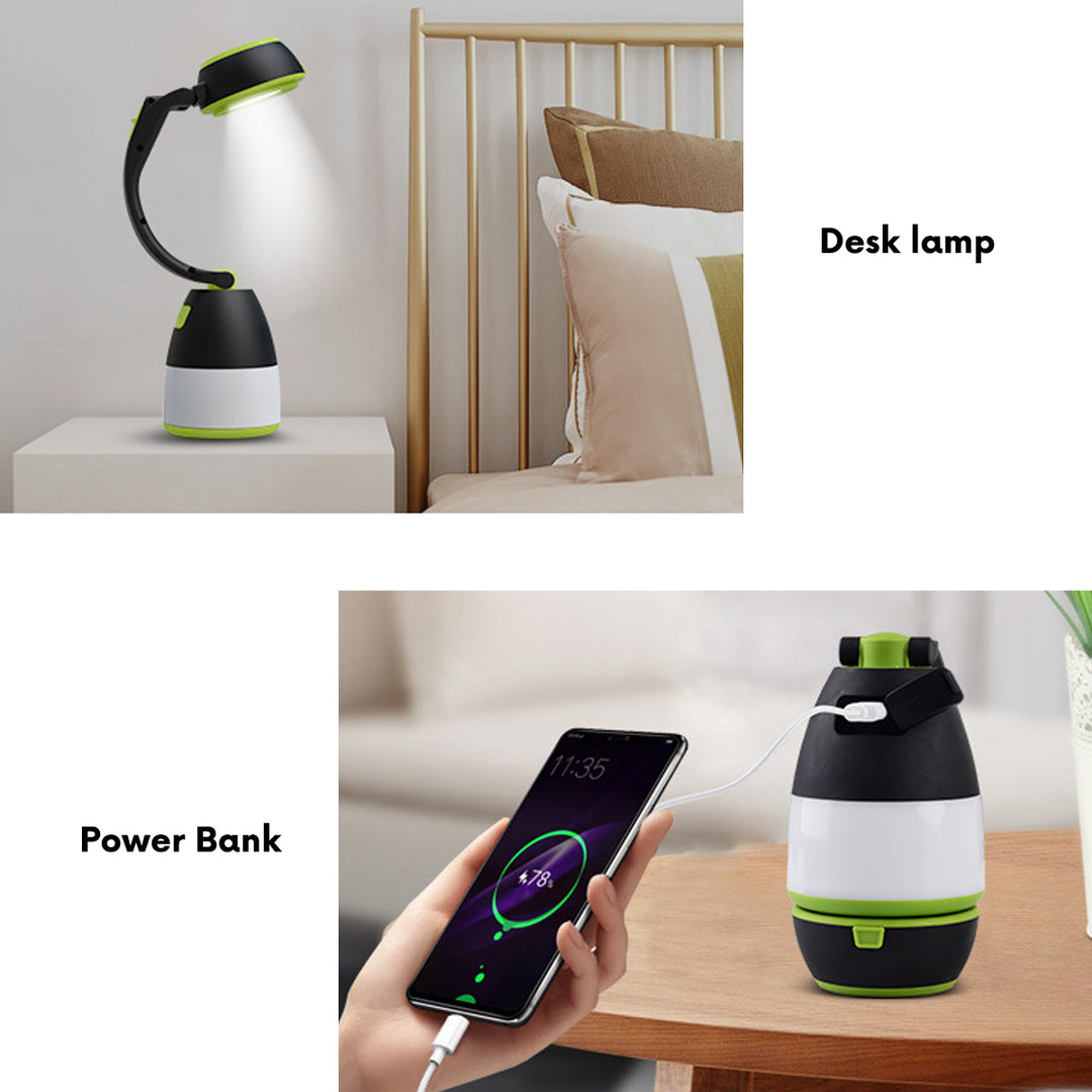 Maclean MCE298 Lampada da campeggio a LED 3 in Lampda da tavolo torcia pieghevole da esterno 3 modalità di illuminazione 1W 60-200LM bianco freddo 6000K IP20 (batteria integrata 1500mAh / funzione power bank)
