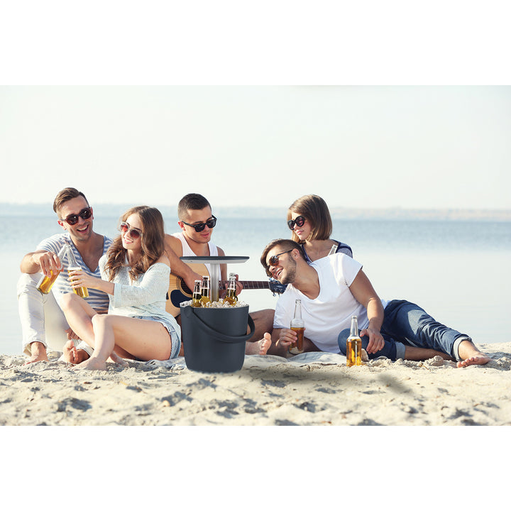 Bar portatile Keter Go Bar con funzione grafite di un tavolino per snack e di un contenitore per bevande