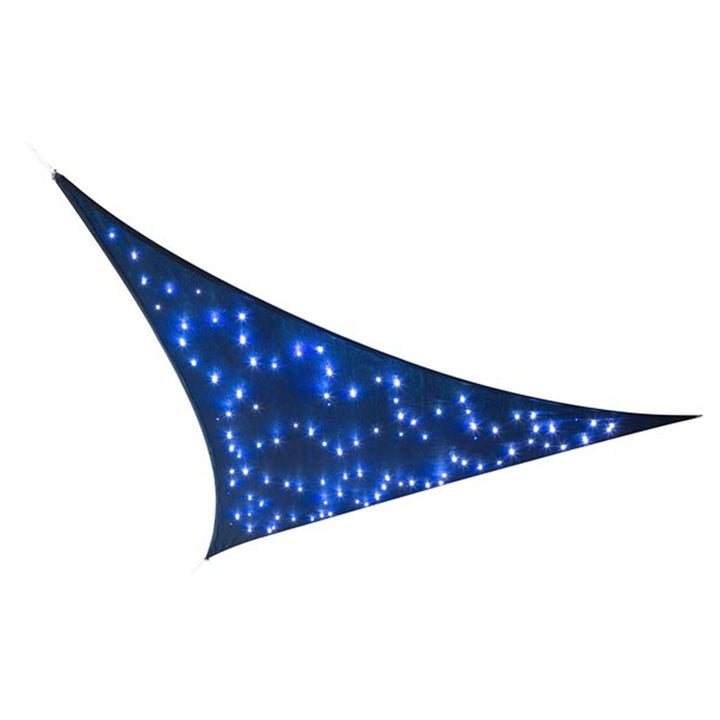 Vela da giardino Vela parasole LED Sky con LED cielo stellato - triangolare - sensore crepuscolare 3,6 X 3,6 X 3,6 M modulo solare idrorepellente e antivento blu scuro