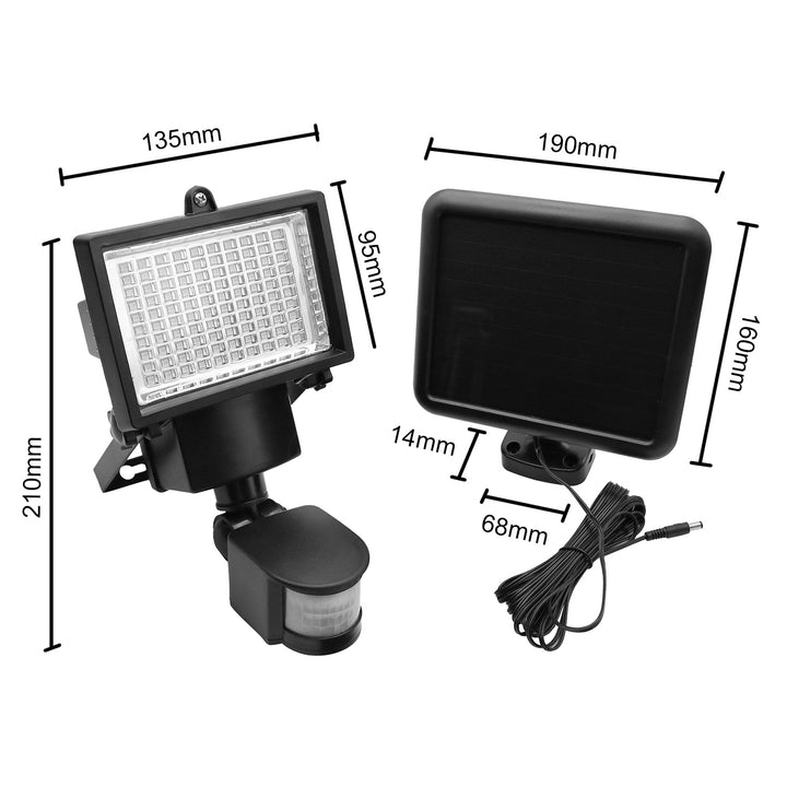 Lampade solari Faretto LED con sensore di movimento Proiettore solare da parete Luce solare del sensore crepuscolare IP44 6W 360 Lumen 6000K