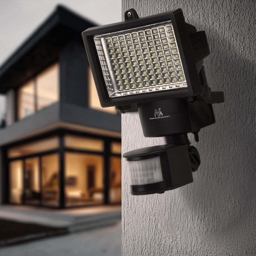 Lampade solari Faretto LED con sensore di movimento Proiettore solare da parete Luce solare del sensore crepuscolare IP44 6W 360 Lumen 6000K