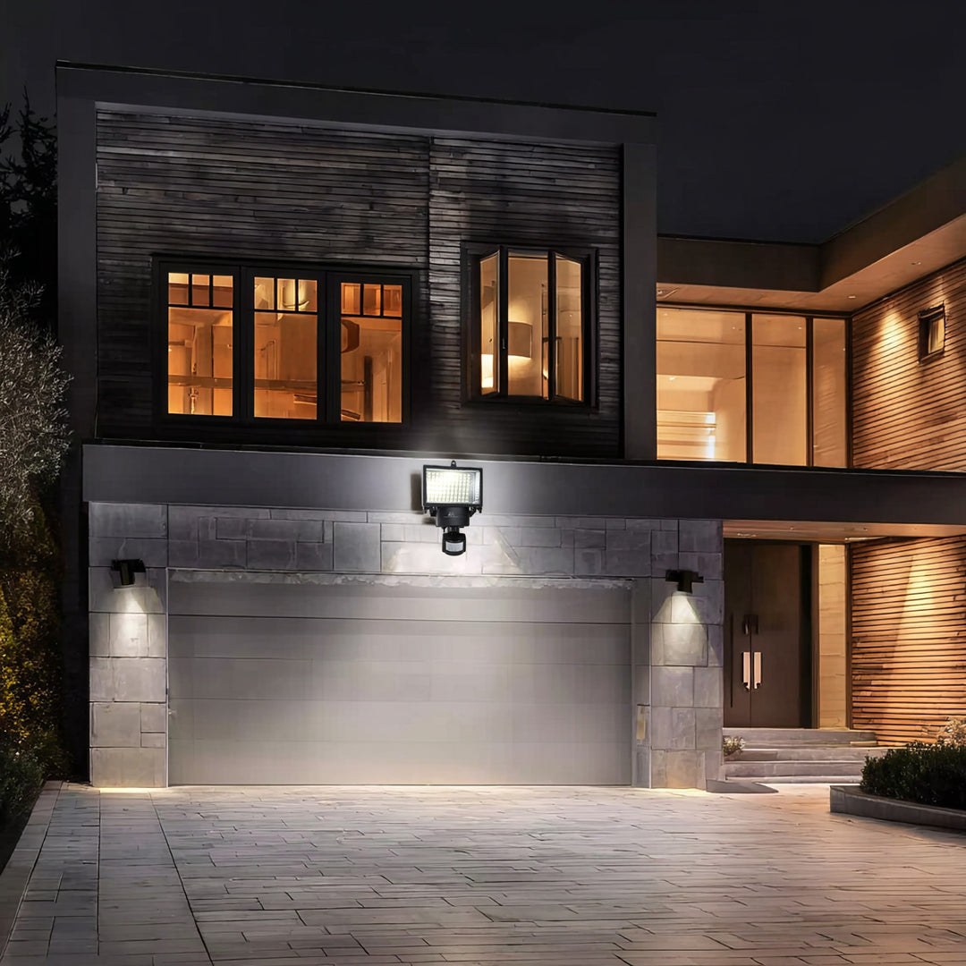 Lampade solari Faretto LED con sensore di movimento Proiettore solare da parete Luce solare del sensore crepuscolare IP44 6W 360 Lumen 6000K