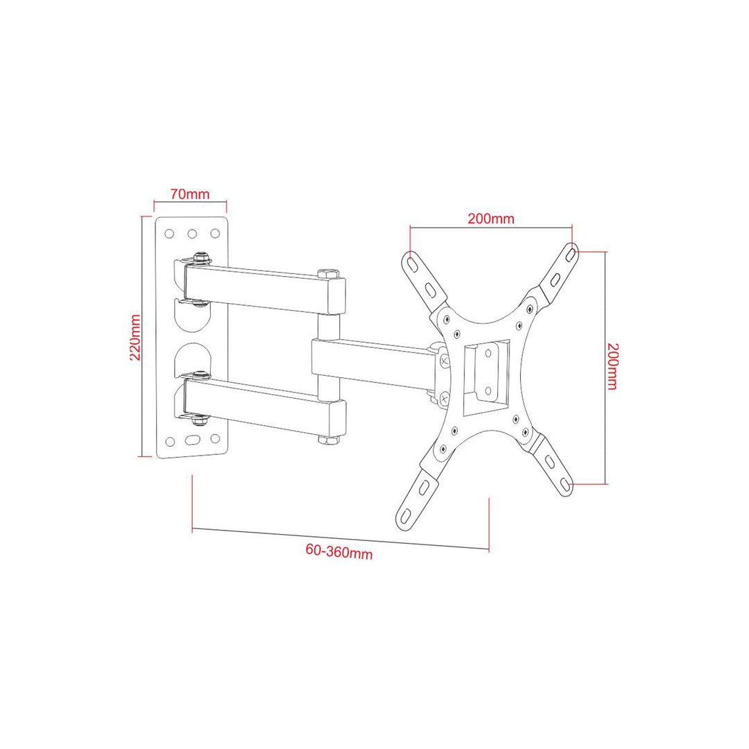 ART Supporto per TV, 17-42'', 25kg, nero, VESA 200x200, AR-57A