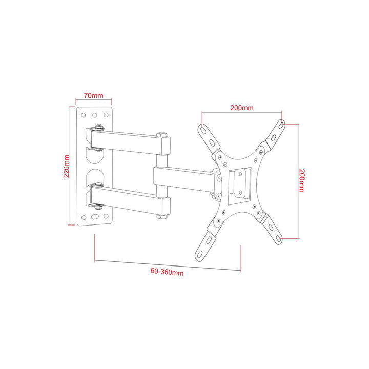 ART Supporto per TV, 17-42'', 25kg, nero, VESA 200x200, AR-57A