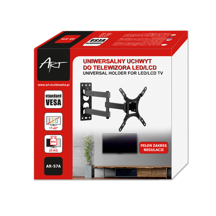 ART Supporto per TV, 17-42'', 25kg, nero, VESA 200x200, AR-57A