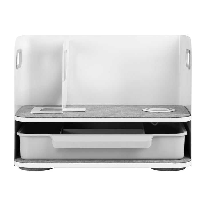 Organizzatore da tavolo con cassetto e caricabatterie wireless Ergo Office, bianco, max. 10 kg, ER-441