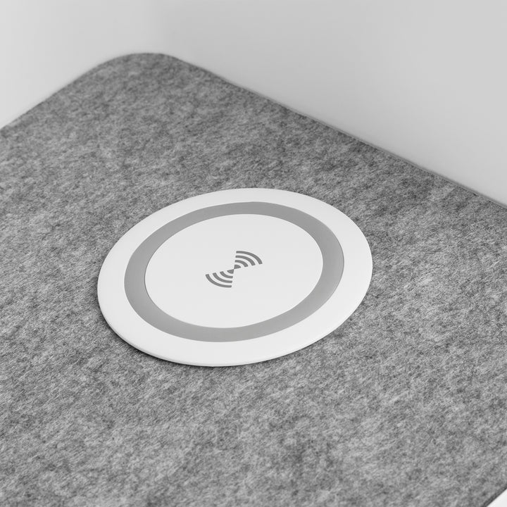 Organizzatore da tavolo con cassetto e caricabatterie wireless Ergo Office, bianco, max. 10 kg, ER-441