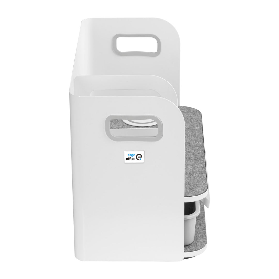 Organizzatore da tavolo con cassetto e caricabatterie wireless Ergo Office, bianco, max. 10 kg, ER-441