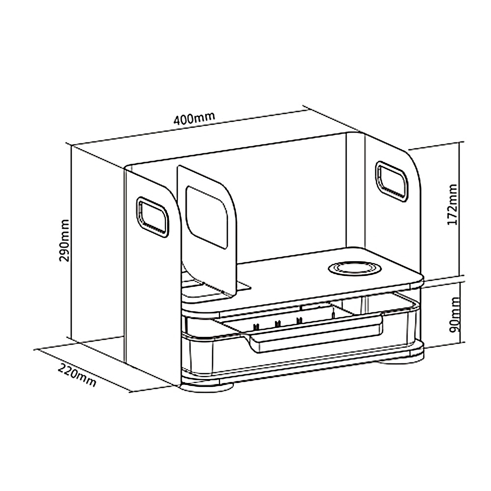 Organizzatore da tavolo con cassetto e caricabatterie wireless Ergo Office, bianco, max. 10 kg, ER-441