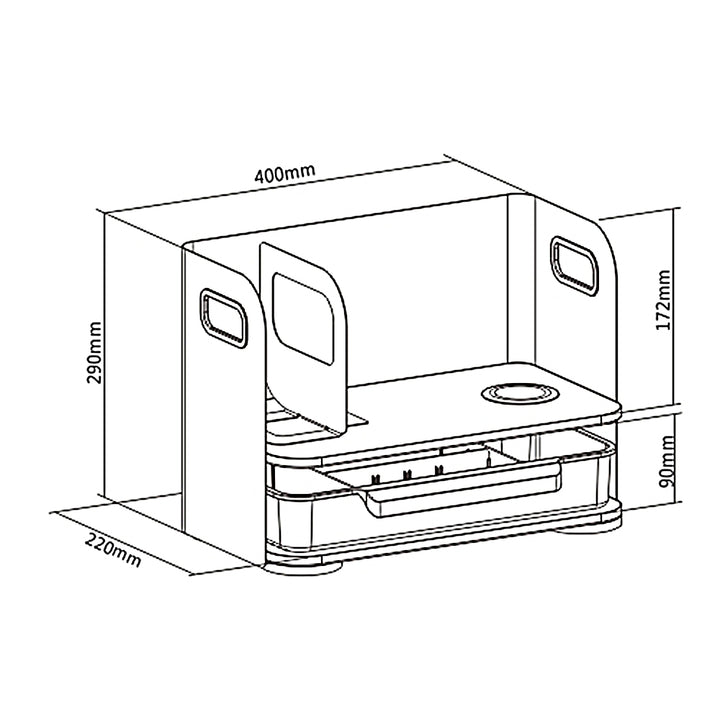 Organizzatore da tavolo con cassetto e caricabatterie wireless Ergo Office, bianco, max. 10 kg, ER-441