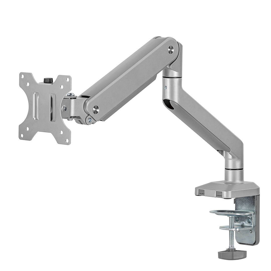 Supporto per monitor Ergo Office in alluminio con molla a gas, braccio doppio, vesa 75x75/100x100, 17"-32" 10 kg, argento, ER-447