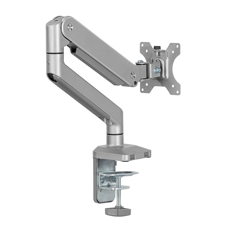 Supporto per monitor Ergo Office in alluminio con molla a gas, braccio doppio, vesa 75x75/100x100, 17"-32" 10 kg, argento, ER-447