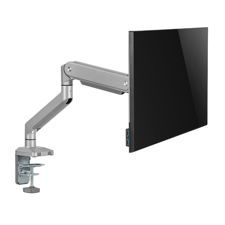 Supporto per monitor Ergo Office in alluminio con molla a gas, braccio doppio, vesa 75x75/100x100, 17"-32" 10 kg, argento, ER-447