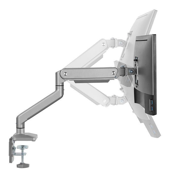 Supporto per monitor Ergo Office in alluminio con molla a gas, braccio doppio, vesa 75x75/100x100, 17"-32" 10 kg, argento, ER-447