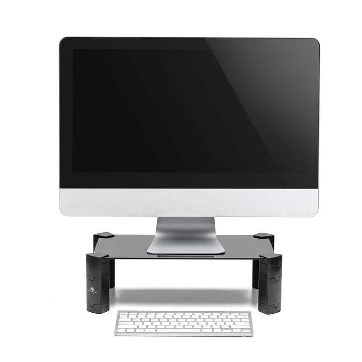 Maclean MC-934 Supporto per monitor/laptop Altezza regolabile dello schermo Supporto in vetro temperato Alzatina per portatile fino a max. 20kg
