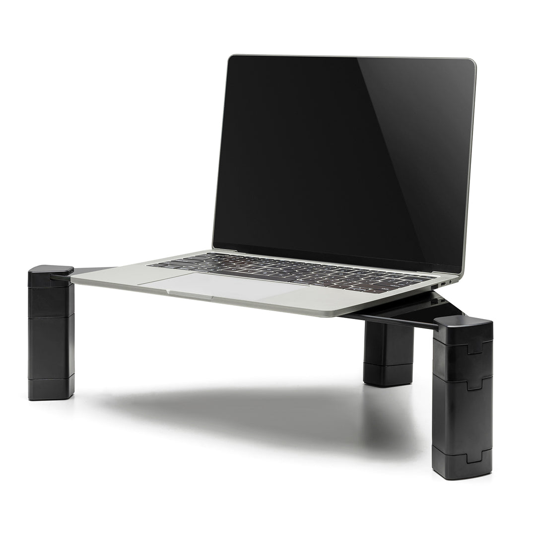 Maclean MC-935 Supporto triangolare per monitorcon regolazione in altezza fino a 20 kg Alzacomputer Rialzo Superficie vetro temperato