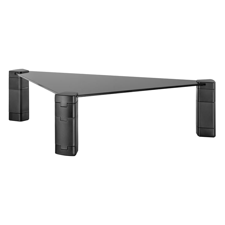 Maclean MC-935 Supporto triangolare per monitorcon regolazione in altezza fino a 20 kg Alzacomputer Rialzo Superficie vetro temperato
