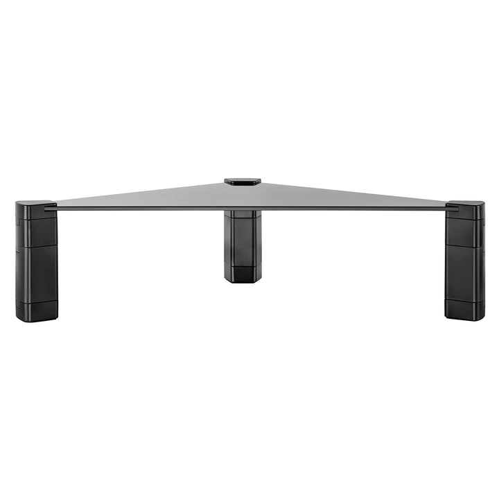 Maclean MC-935 Supporto triangolare per monitorcon regolazione in altezza fino a 20 kg Alzacomputer Rialzo Superficie vetro temperato